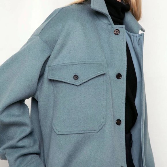 Frankie Shop blue midi shirt jacket shacket coat - Picture 3 of 8